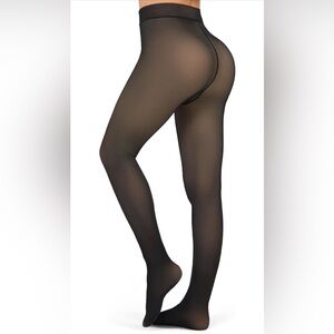Classic Fleece Lined Black Women's Tights-XS